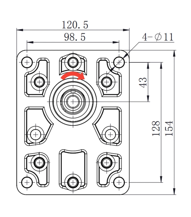 Hydraulische Zahnradpumpe 46ccm 69L, Hydraulikpumpe BG 3, Rechtsdrehrichtung. Ölanschluss: flanschverbindend. Drehrichtung: rechts