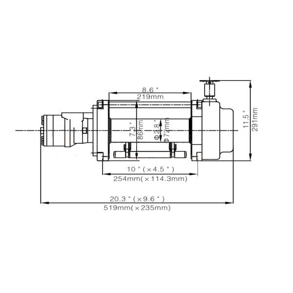Hydraulische Winde, Hydraulikwinde, Seilwinde HWN11000YDRF - Seilzugkraft 4990kg