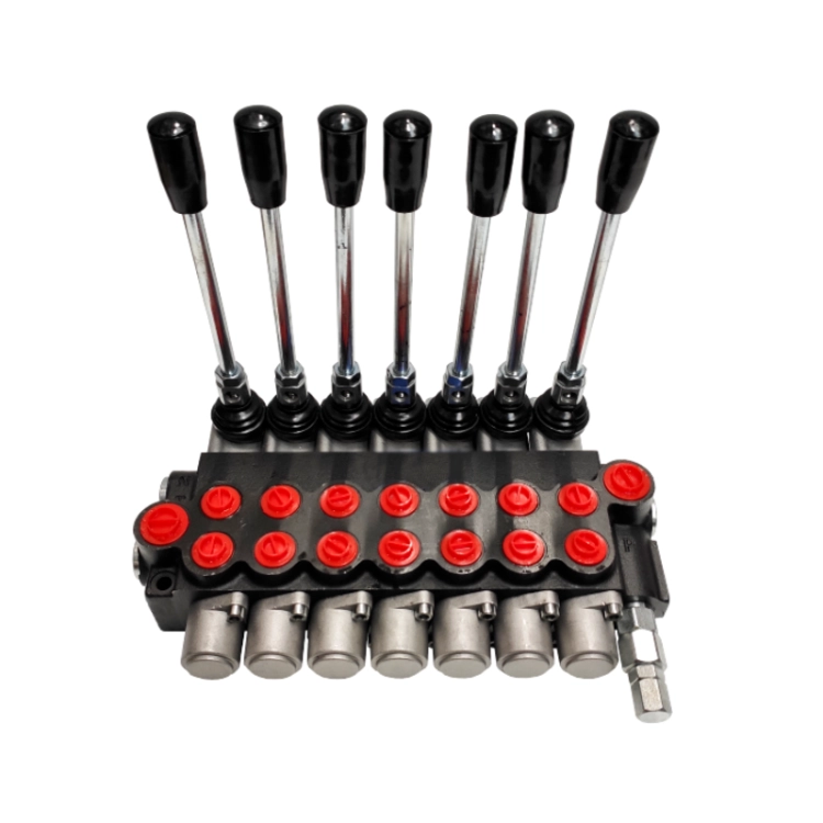 Handsteuerventil, Handhebelventil, Hydraulikverteiler, Hydraulikventil. 7-fach Doppelwirkende, 40L