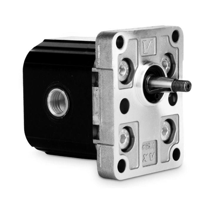 Hydraulische Zahnradpumpe Vivolo 3,8 ccm, Hydraulikpumpe BG 1, Rechtsdrehrichtung, Ölanschlüsse 3/8" - kurze Version