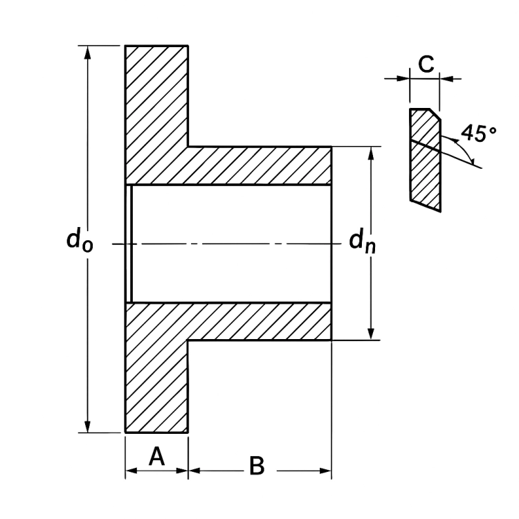 Zahnrad, Kettenrad mit Nabe 10B1 5/8" x 3/8" - Z39