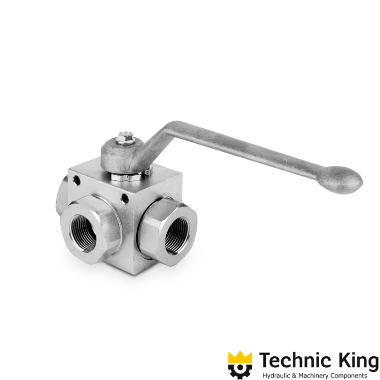 3-Wege-Kugelhähne Typ L 500bar 25l/min Hydraulik-Absperrhahn mit Innengewinde 1/4"