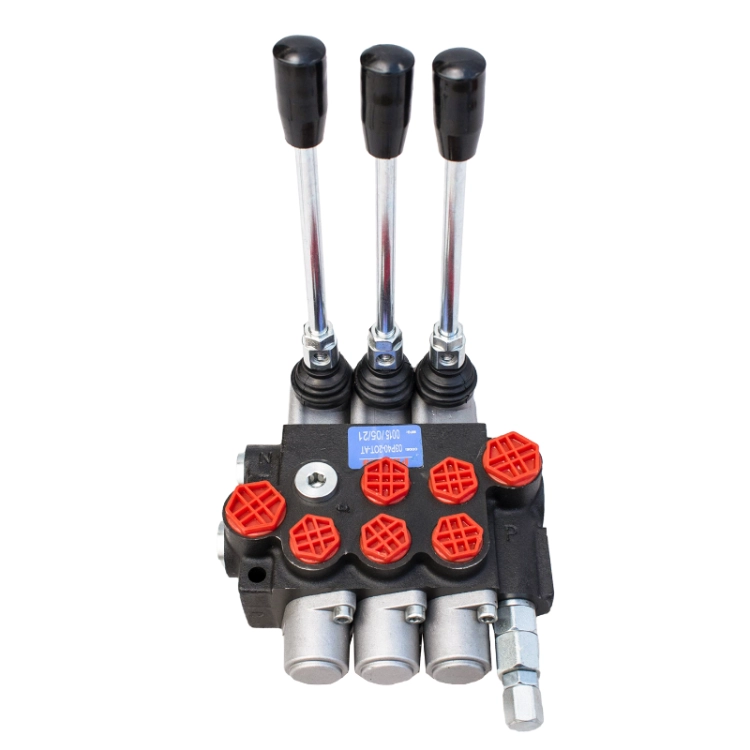 03P40-2OT-AT.webpHandsteuerventil, Handhebelventil, Hydraulikventil. 3-fach 2xDoppelwirkende 1xEinfachwirkende, 40L