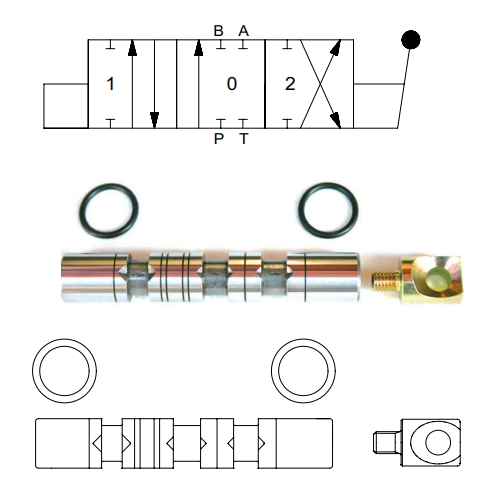 Steuerschieber Doppeltwirkender für Handsteuerventil BM40 45L. Schieber für Joystic