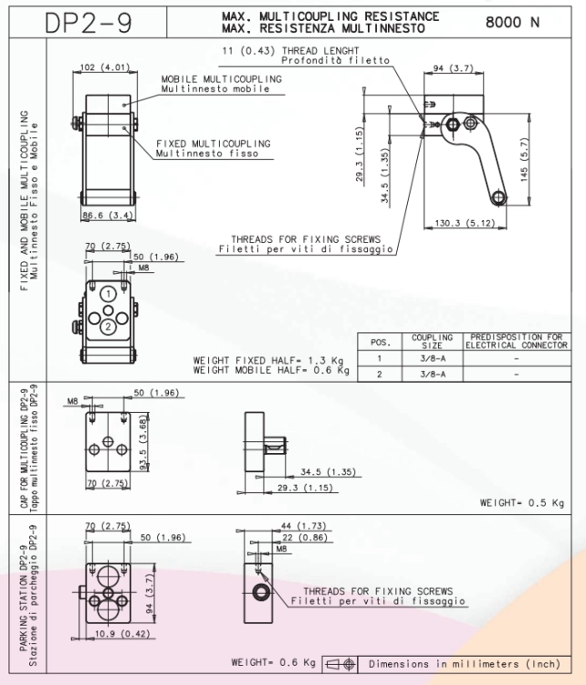 Multikupplung Loshälfte, Hydraulischer Multikuppler 1/2" - DP2-9(2) FAP9PA