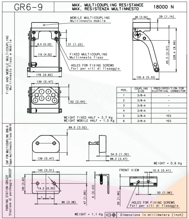Multikupplung Loshälfte, Hydraulischer Multikuppler 1/2" - GR6-9 (6) FAP9PA