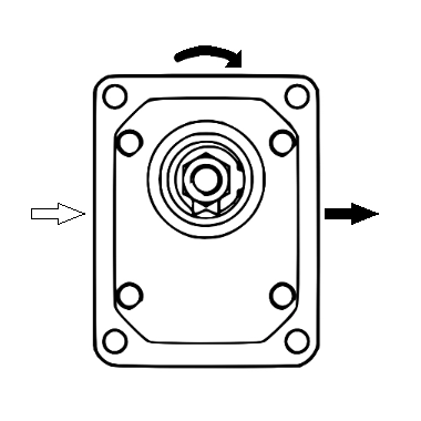 Hydraulische Zahnradpumpe 16ccm 24L, Hydraulikpumpe BG 2, Rechtsdrehrichtung, Ölanschlüsse 3/4" und 1/2"