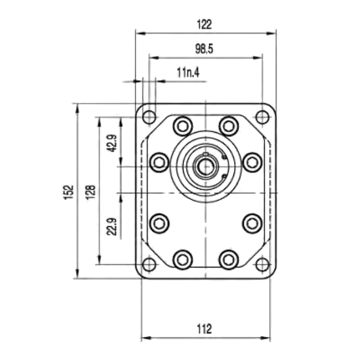 Hydraulische Zahnradpumpe 52ccm 78L, Hydraulikpumpe BG 3, Rechtsdrehrichtung, Ölanschlüsse 1" und 3/4"