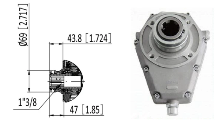 Zapfwellengetriebe 1:3,8, für hydraulische Pumpen BG2 und bg3. Schiebemuffe mit Rastierung