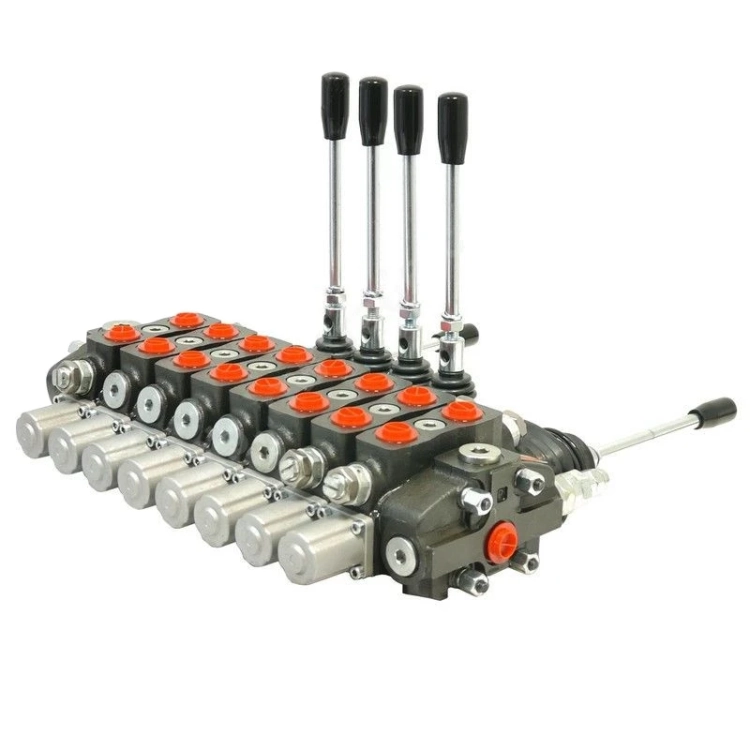 Hydraulikventil für Forstmaschinen, Forstkranen, Forwardern. Handsteuerventil 8-fach, 80L/min