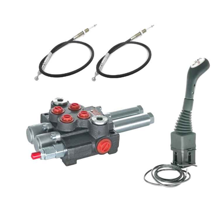 Frontlader Steuergeräte - Steuerventil 1xDW 1x Schwimmstellung 40L, Joystick mit 2 Knopf und 2x Bowdenzug mit Kugel
