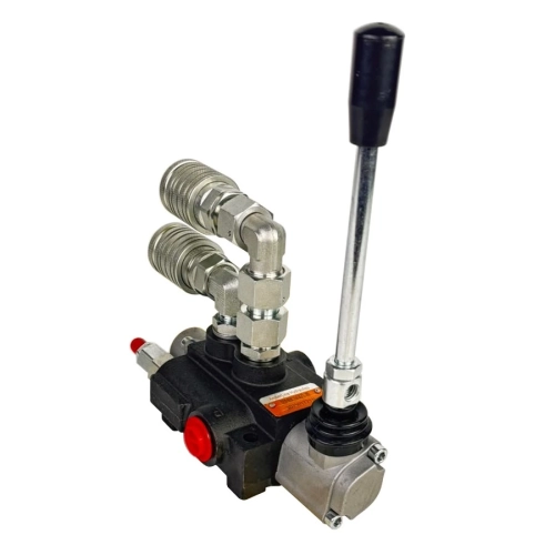 Hydraulik Handsteuerventil 1-fach doppeltwirkend 40L mit montierten Schnellkupplungen